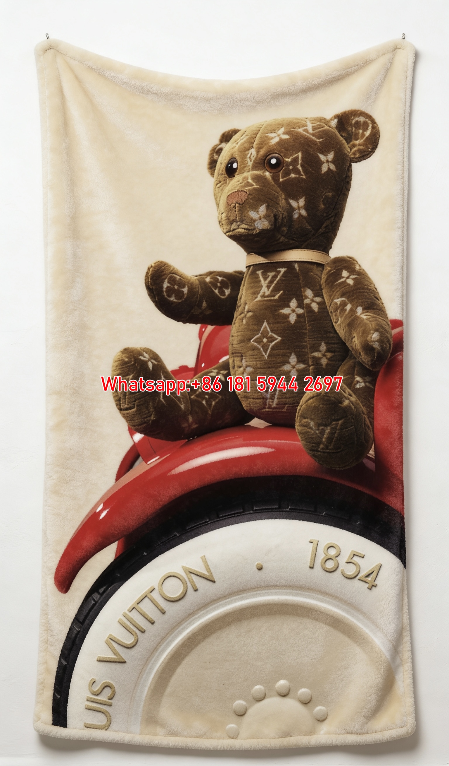 LV Monogram Teddy Bear Blanket Luxury LV Teddy Throw 206